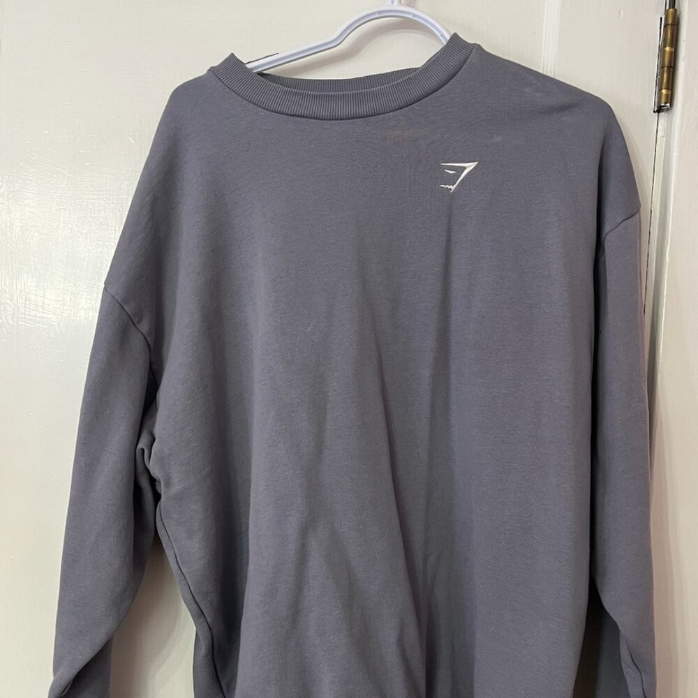Gymshark Women’s Oversized Hoodie Sweatshirt Grey/Blue Lifting Bodybuilding S